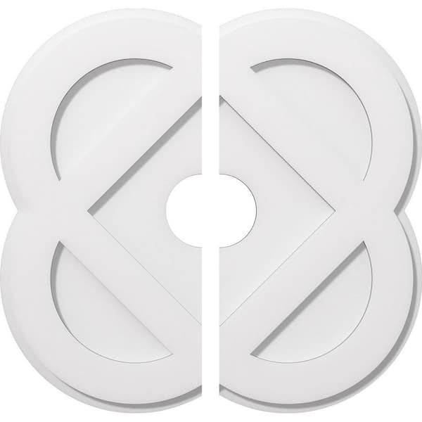 Ekena Millwork 1 in. P X 8-3/4 in. C X 22 in. OD X 4 in. ID Charlotte Architectural Grade PVC Contemporary Ceiling Medallion, Two Piece