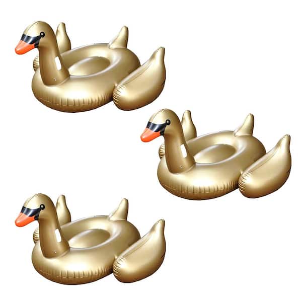Swimline 75 in. Giant Inflatable Ride-On Golden Swan Swimming Pool Float (3-Pack)
