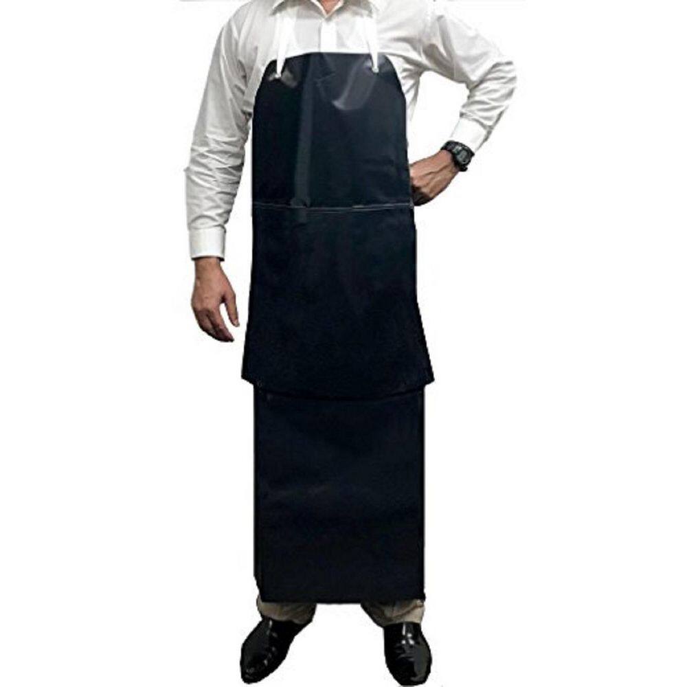 BISON LIFE Premium Heavy Duty PVC Leather Apron Chemical and Water Resistant Double Layer Apron BLKCHDSPVCAP1BK The Home Depot