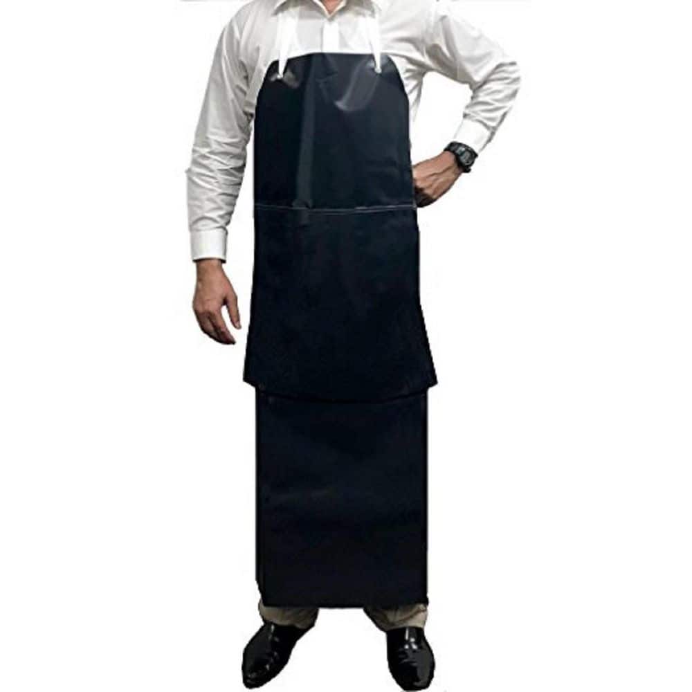 Heavy Duty Black PVC Leather Adjustable Shop Apron