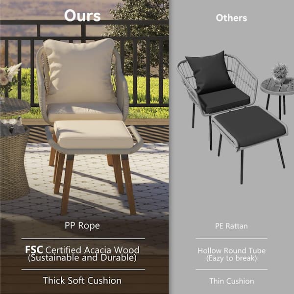 Brown Metal 5-Piece Outdoor Lounge Chair Set, All-Weather