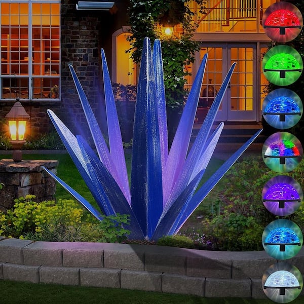 00782230382384 Solar Light Rustic Tequila Agave Sculpture (Dark