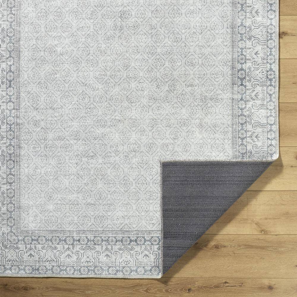 Sage and Blue Rectangular Polyester Washable Area Rug