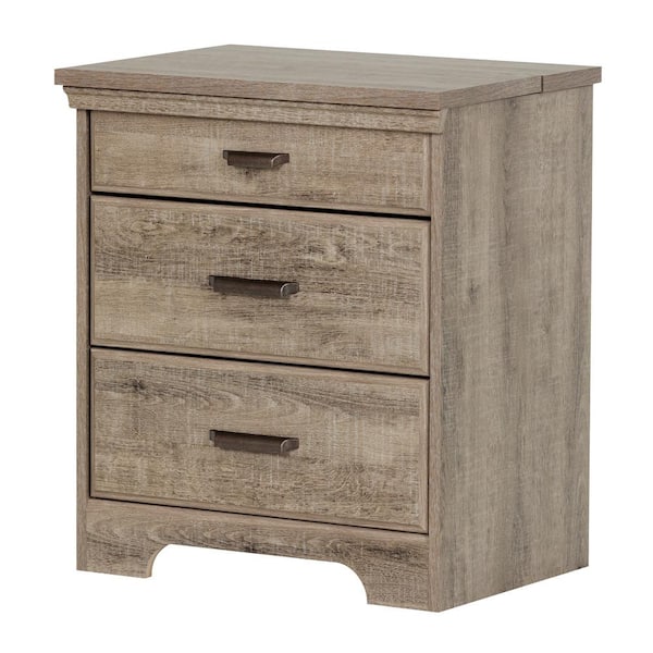 South Shore Versa 2Drawer Nightstand in Weathered Oak 10555 The Home Depot