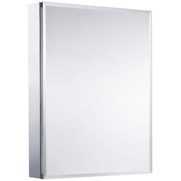 taholi 5 in. W x 26 in. H Rectangular Large Aluminium Framed Wall Bathroom Vanity Mirror in Silver with Storage
