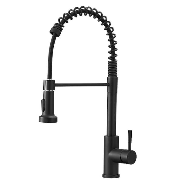 PERLIRIA INC Commercial Single Handle Pull Down Sprayer Kitchen Faucet with Pull Out Spray&Stream Sprayer in Matte Black