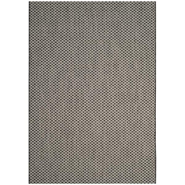 SAFAVIEH Courtyard Black/Light Gray 7 ft. x 10 ft. Solid Indoor/Outdoor Patio  Area Rug