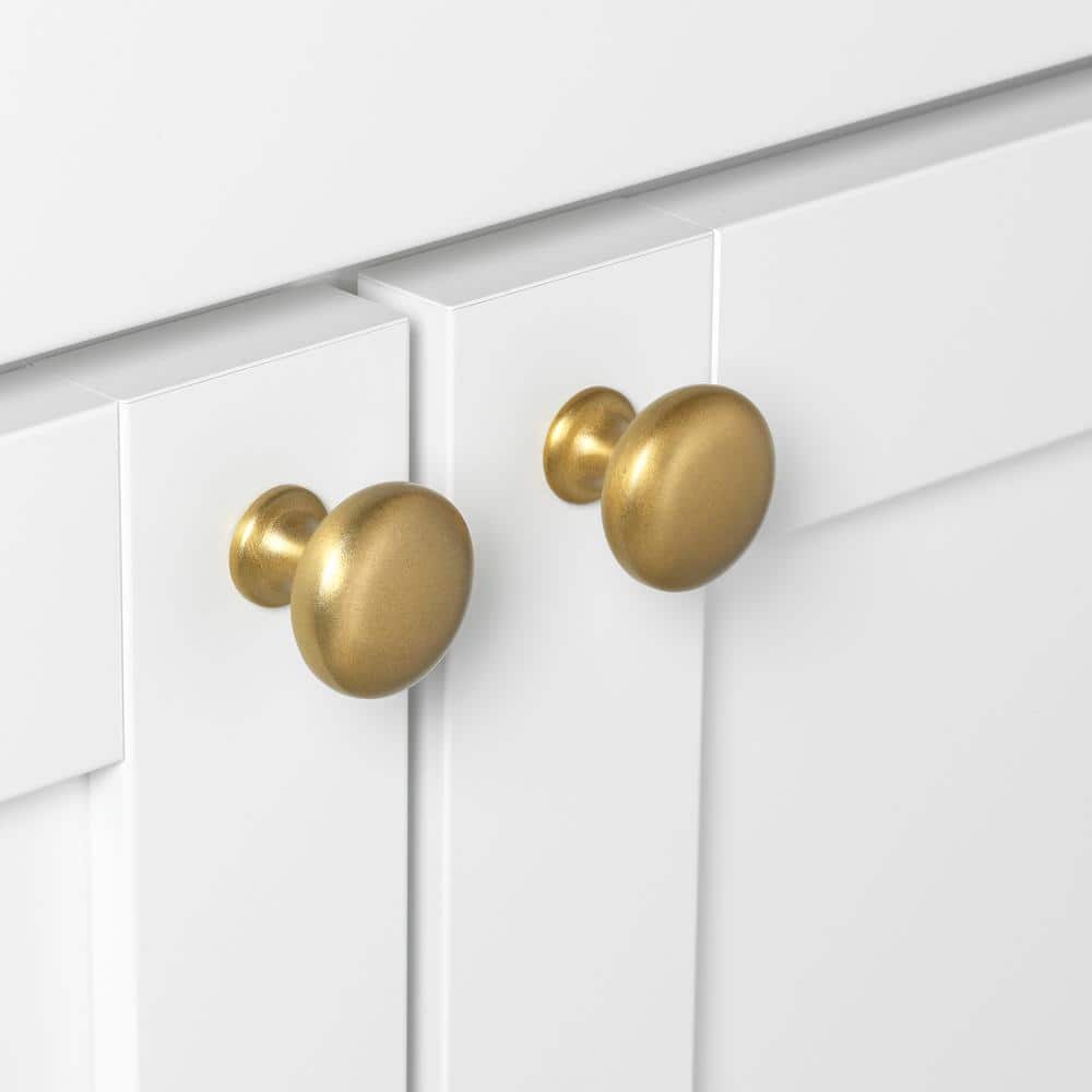 Satin Gold Round Brushed Cabinet Knob with Mounting Hardware