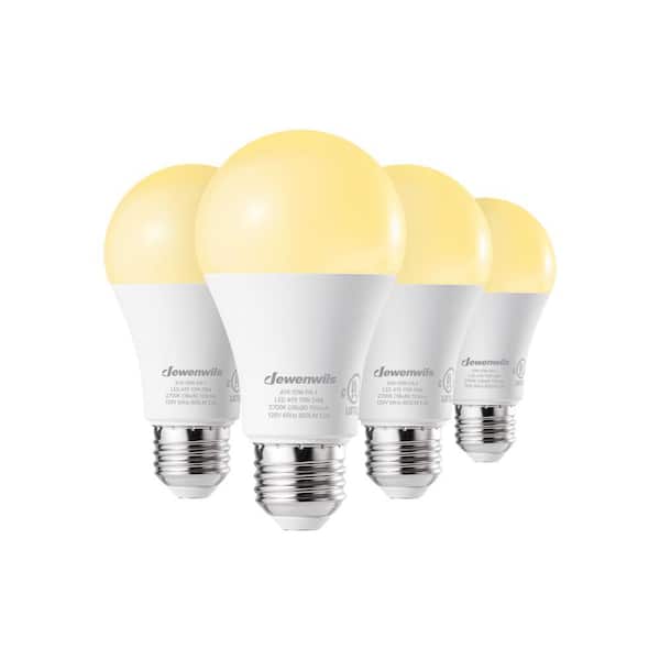 60-Watt Equivalent A19 Dimmable E26 Medium LED Light Bulb, Soft White 2700K (4-Pack)
