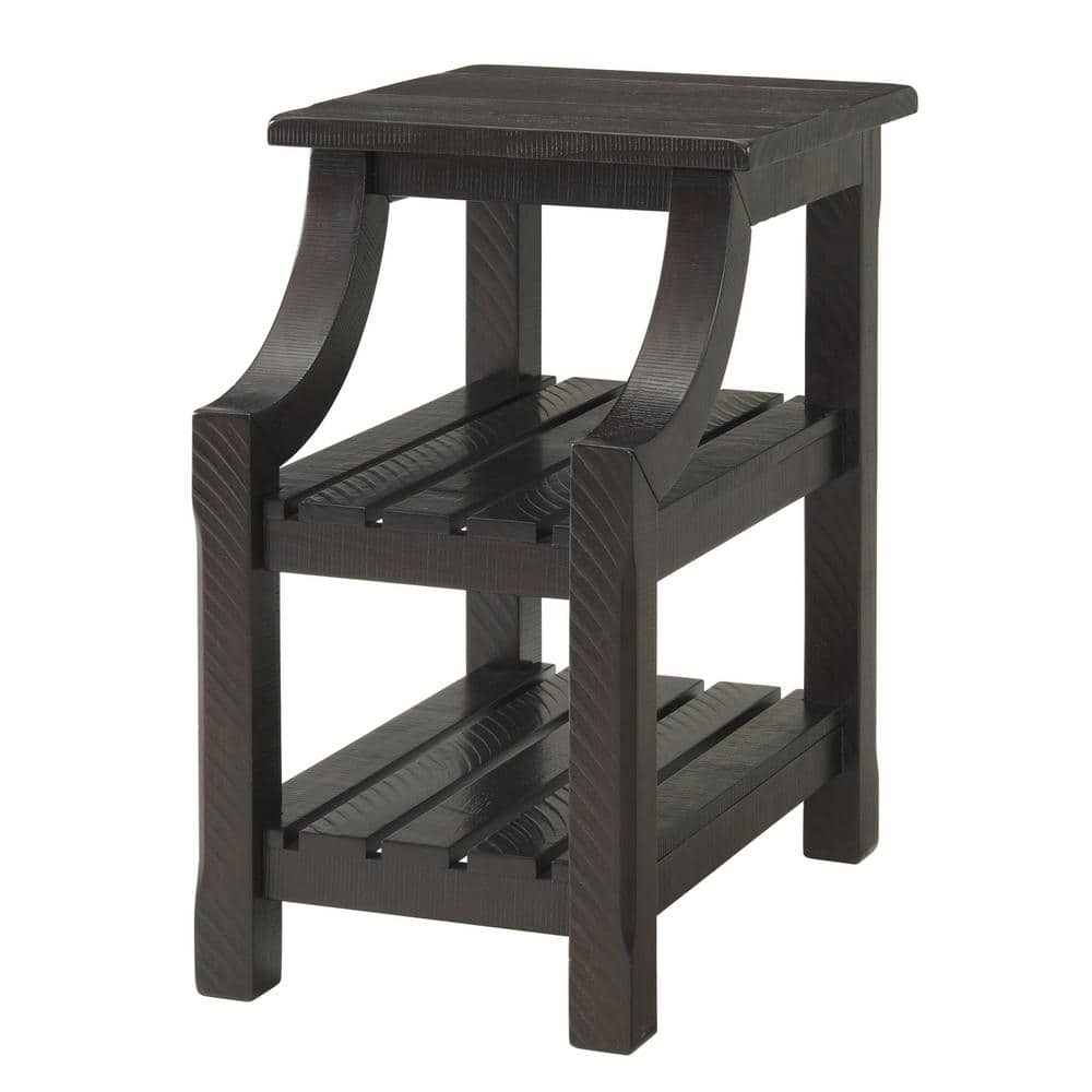 HomeRoots Charlie 16 In. Brown Rectangle Wood End Table With Shelves ...