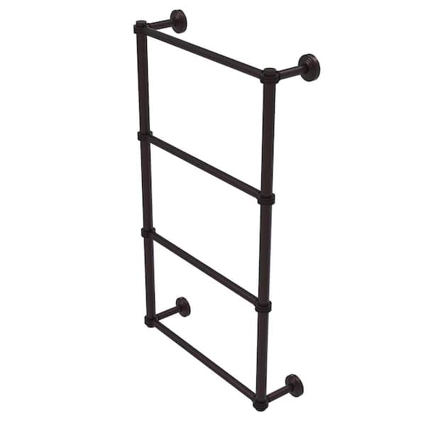 Allied Brass Waverly Place Collection 24 in. Wall Mounted 4 Tier Ladder Towel Bar with Dotted Detail in Antique Bronze