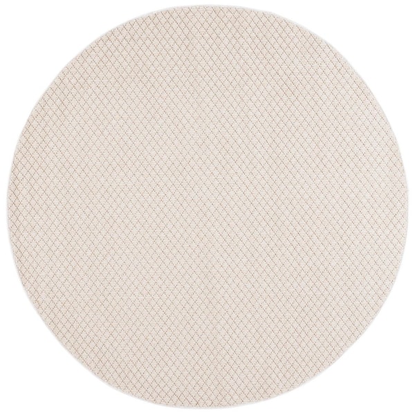 Global 7 ft. x 7 ft. Ivory/Beige Solid Diamond Round Area Rug