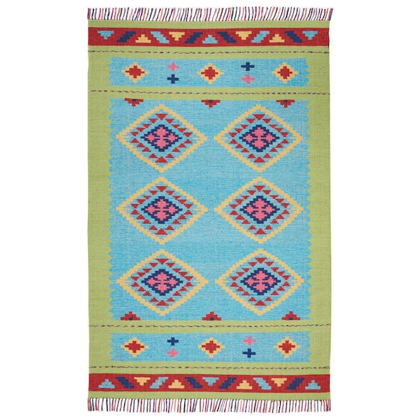 Nourison Baja Blue/Green 7 ft. x 10 ft. Tribal Transitional Area Rug