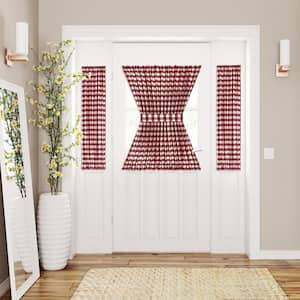 Buffalo Check 54 in. W x 40 in. L Polyester/Cotton Light Filtering Door Panel and Tieback in Burgundy
