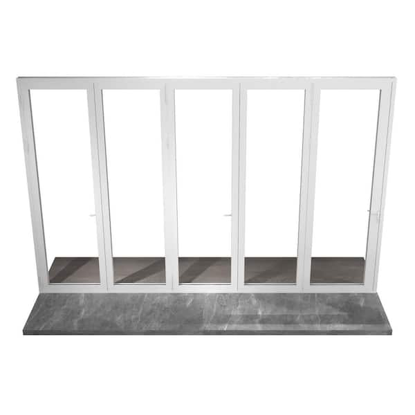 168 in. x 96 in. Right Swing/Outswing White Aluminum Folding Patio Door