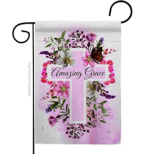 13 in. x 18.5 in. Floral Amazing Grace Bible Verses Garden Flag 2-Sided Religious Decorative Vertical Flags