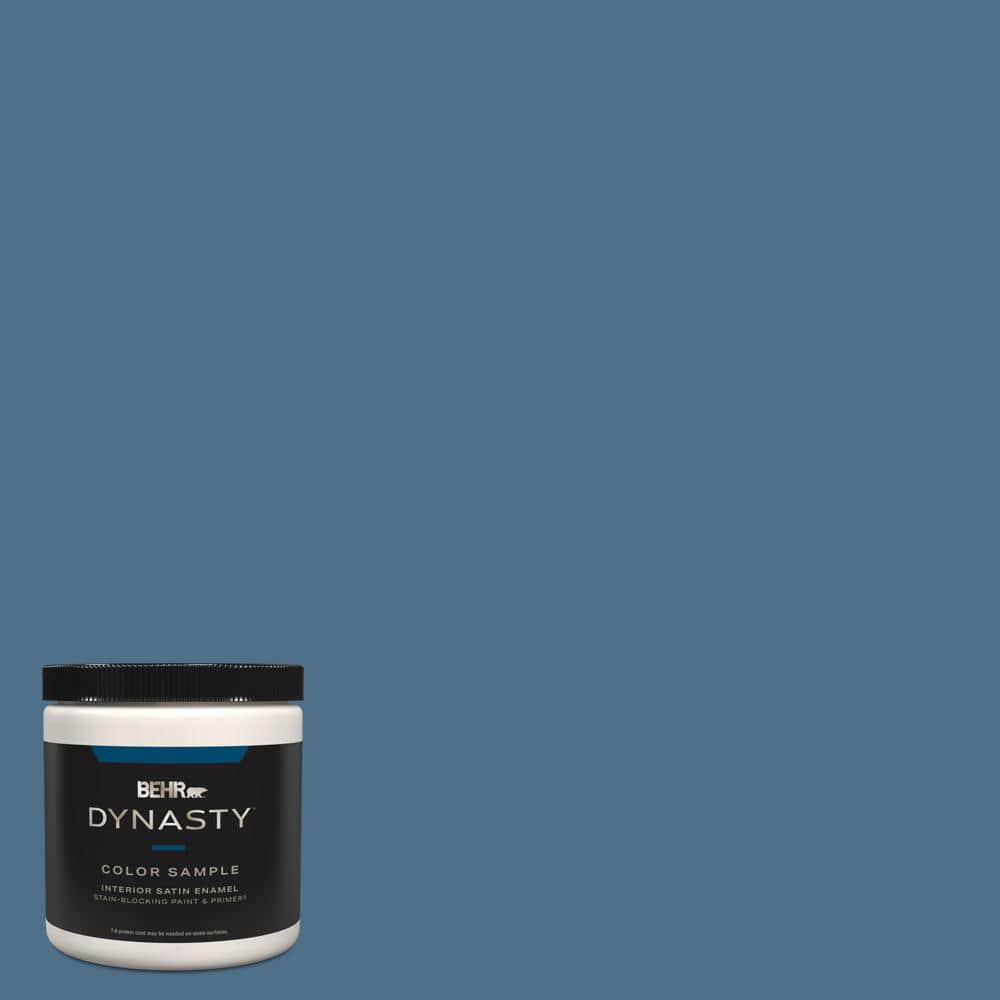 BEHR DYNASTY 8 oz. #570D-6 Neptune Blue Satin Enamel Stain-Blocking ...