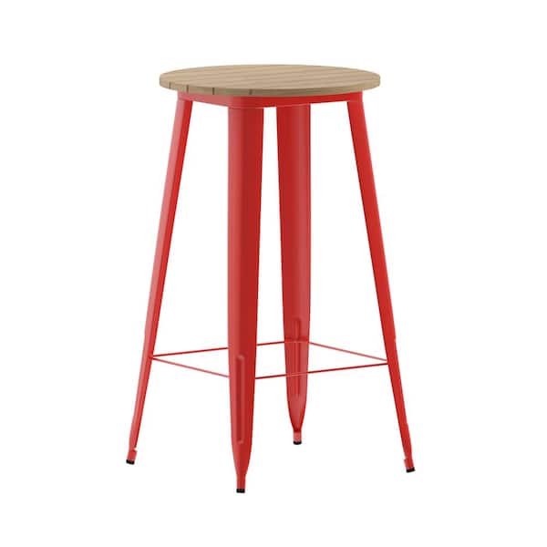 Carnegy Avenue Contemporary Red Plastic 24 in. 4-Leg Dining Table with Steel Frame (Seats 2)