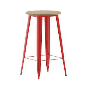 24 in. Round Brown/Red Plastic 4 Leg Dining Table with Steel Frame (Seats 2)