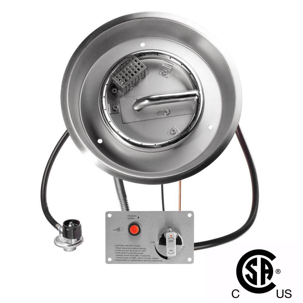 Celestial Fire Glass 12 Round CSA Certified Fire Pit Burner Kit, Stainless  Steel, Propane, Electronic Ignition CSA-13R - The Home Depot
