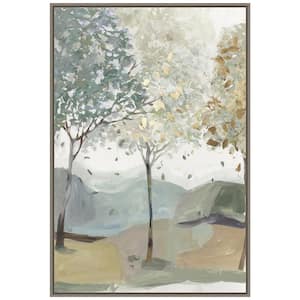 "Breezy Landscape Trees III" by Allison Pearce 1-Piece Floater Frame Canvas Transfer Nature Art Print 33 in. x 23 in.