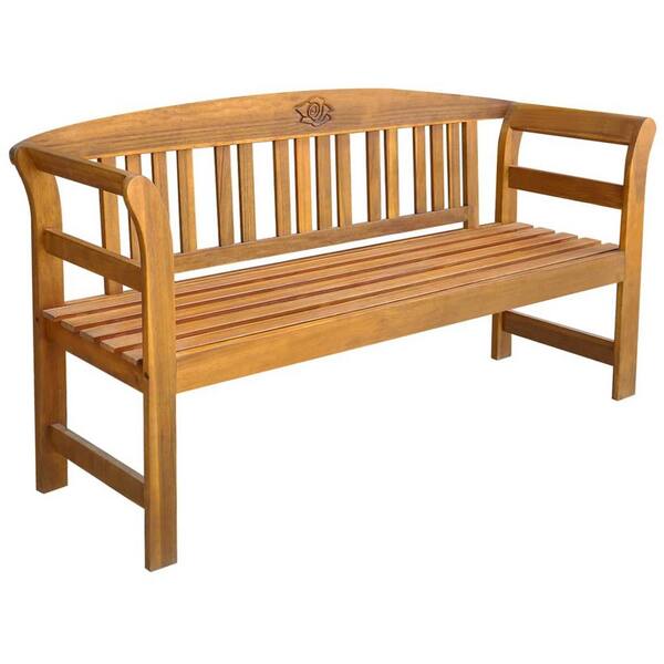 TIRAMISUBEST 61.8 In. W 2-Person Brown Wood Garden Outdoor Bench ...