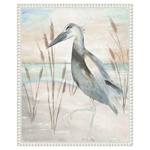 "Heron" by Beach Grass II" by Elizabeth Medley 1-Piece Floater Frame Giclee Animal Canvas Art Print 20 in. x 16 in.