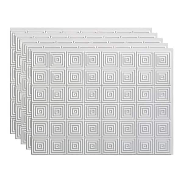 Fasade Miniquattro 18.25 in. x 24.25 in. Vinyl Backsplash Panel in Gloss White (5-Pack)