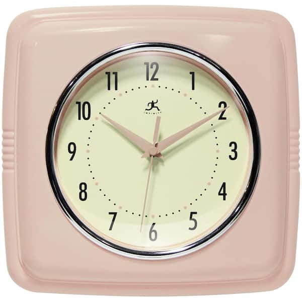 Infinity Instruments Square Retro Rose Blush Wall Clock
