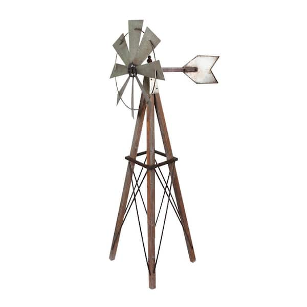 Gerson 59 in. Tall Metal and Wood Windmill Yard Decor