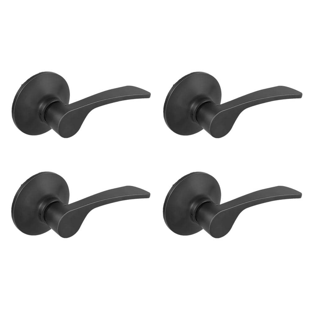 Kensington Matte Black Hall/Closet Door Lever (4-Pack)