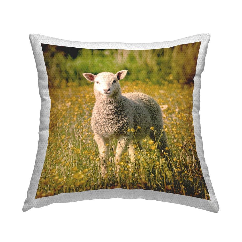 Farmland Sheep Country Flower Meadow Green Square Outdoor Throw Pillow price history on PriceWatchPro
