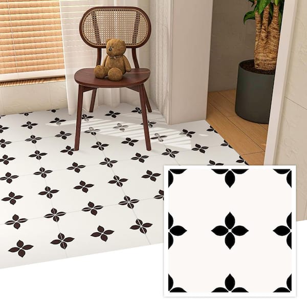 11.8 in. x 11.8 in. Peel and Stick Tile Stickers Self-Adhesive Vinly Backsplash Tiles for Wall, Beige and Black(10-Pack)