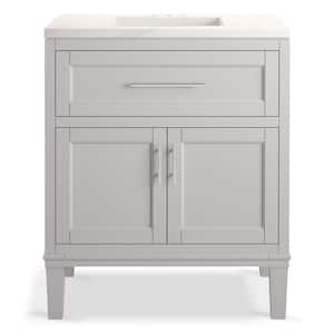 Chesil 30 in. W x 19.2 in. D x 36.1 in. H Single Sink Freestanding Bath Vanity in Atmos Grey with Quartz Top