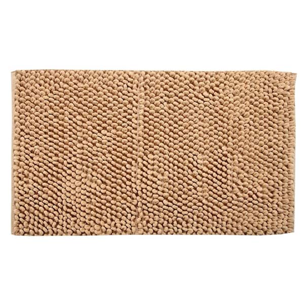 Saffron Fabs Bubbles Pattern 34 in. x 21 in. and 36 in. x 24 in. Cotton and Microfiber Beige Non-Skid Backing 2-Piece Bath Rug Set