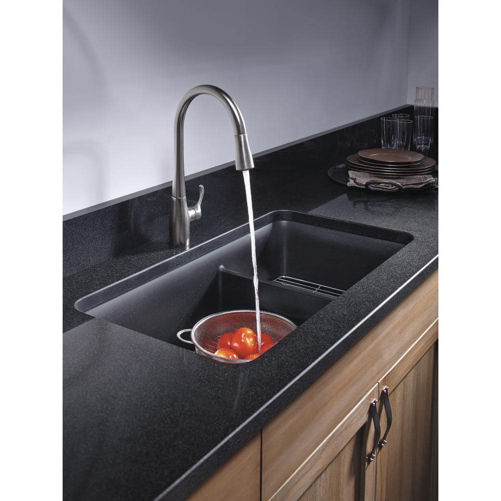 Matte Brown Stone Double Bowl Undermount Kitchen Sink
