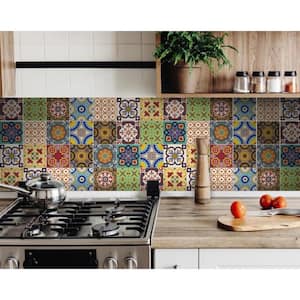 8 in. Yellow Auguri Geo Peel And Stick Removable Tiles