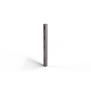 Natures Composites Composite 3-Rail Start/End Post with Post Cap for Traditional Ranch Rail System (5 in. x 5 in. x 65 in. L) Slate Grey