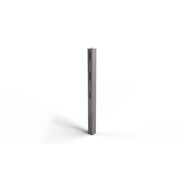 Natures Composites Composite 3-Rail Start/End Post with Post Cap for Traditional Ranch Rail System (5 in. x 5 in. x 65 in. L) Slate Grey