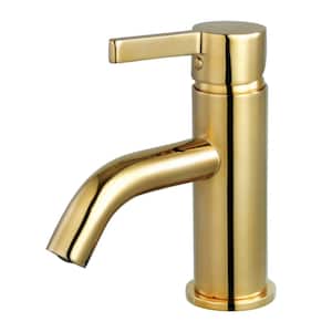 Continental Single-Handle Single Hole Bathroom Faucet with Push Pop-Up in Polished Brass
