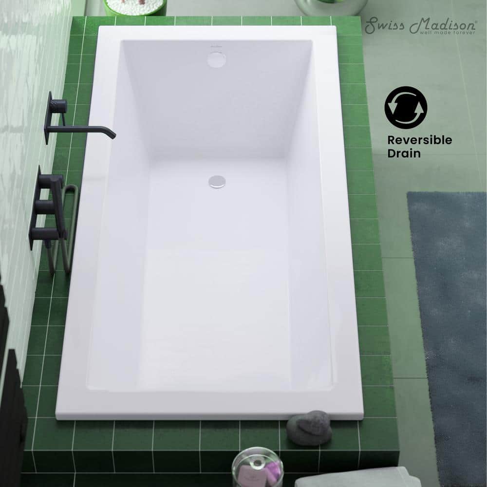 White Acrylic 30" Drop-In Bathtub with Glossy Finish