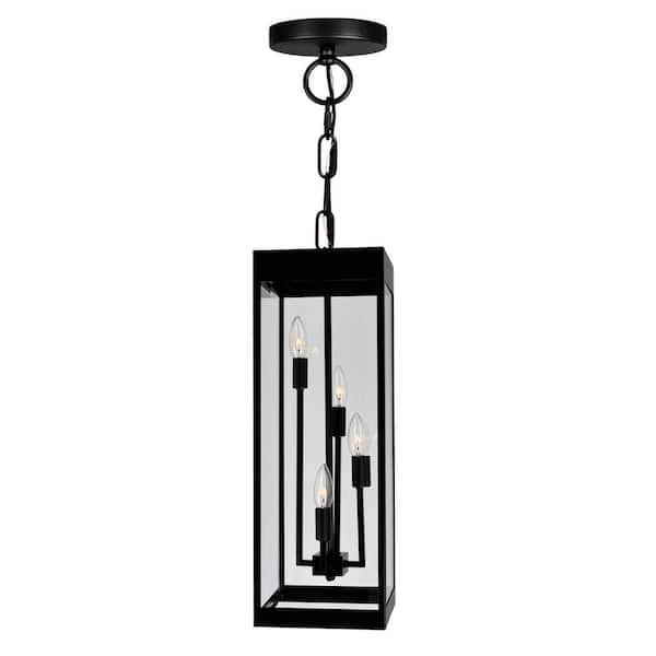 CWI Lighting Windsor 22.5 in. 4-Light Black Outdoor Pendant Light