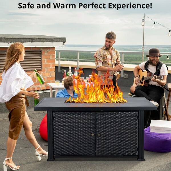 52 in. 50000 BTU Gray Rectangle Portable Propane Outdoor Fire Pit