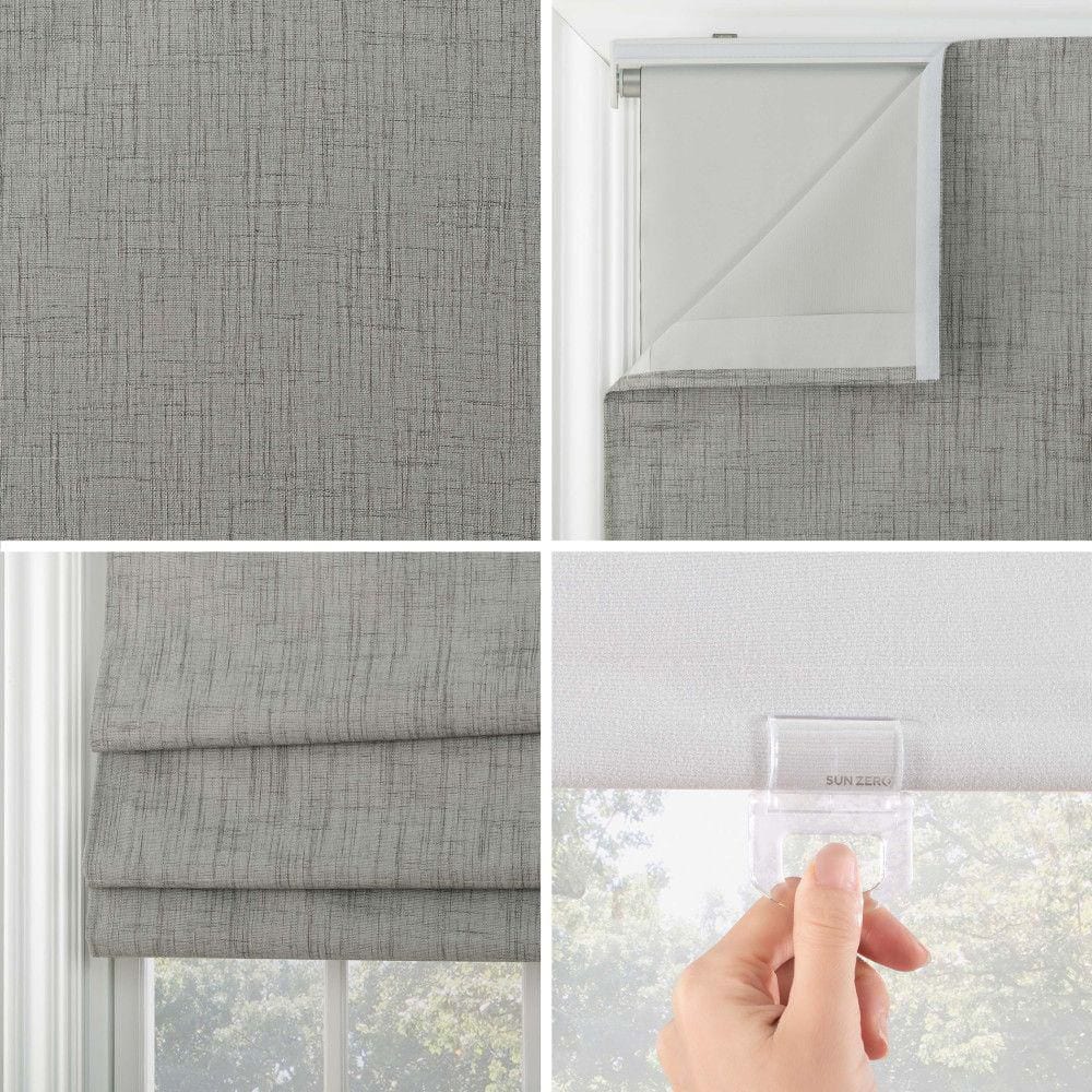 Gray Textured Blackout Cordless Roman Shade 33" x 64"