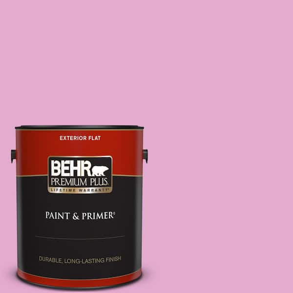 BEHR PREMIUM PLUS 1 gal. #680A-3 Pink Bliss Flat Exterior Paint & Primer