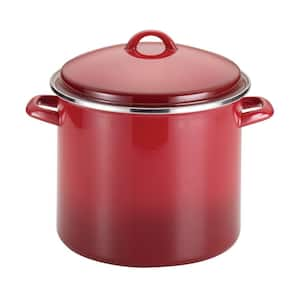 Classic Brights 12 qt. Steel Stock Pot in Red with Lid