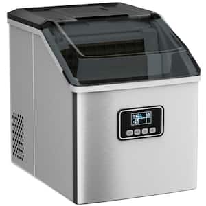 26 lb. Portable Ice Maker in Silver with Ice Scoop and Detachable Basket