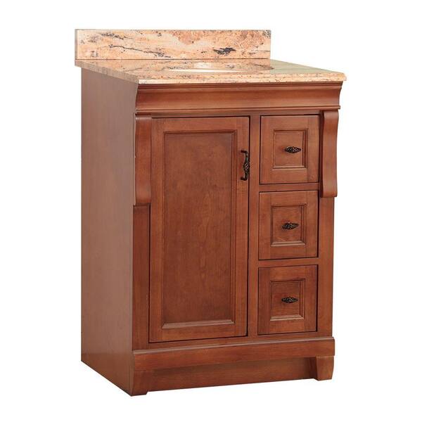 Home Decorators Collection Naples 25 in. W x 22 in. D Bath Vanity in Warm Cinnamon with Granite Vanity Top in Bordeaux