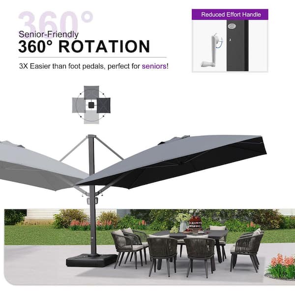 PURPLE LEAF Outdoor Aluminum Umbrella Offset Patio Umbrella, 12'12 / Grey PURPLE LEAF Outdoor Aluminum Umbrella Offset Patio Umbrella, 12'12 / Grey
