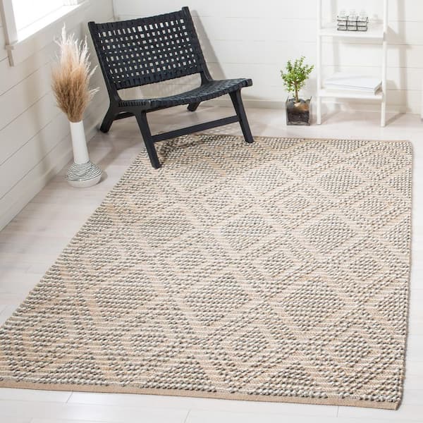 Natura 4 ft. x 6 ft. Natural/Gray Diamond Striped Area Rug